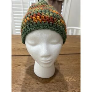 Handmade crochet beanie hat in Autumn Earth Tones